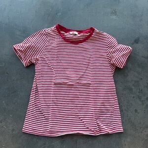 Vintage Y2k Ella Moss Striped Red Coastal Preppy Scoop Neck Essential Tee Small